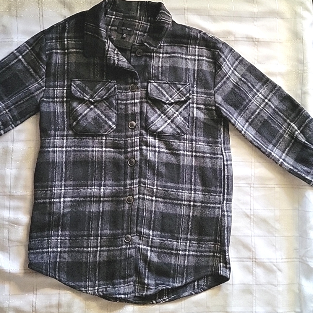 Love Tree Plaid Shacket - Picture 2 of 11